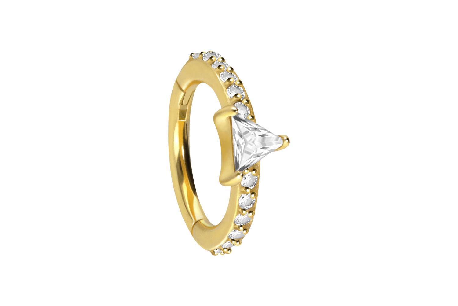 Chirurgenstahl Segmentring Clicker Piercing KRISTALLDREIECK + EINGEFASSTE KRISTALLE